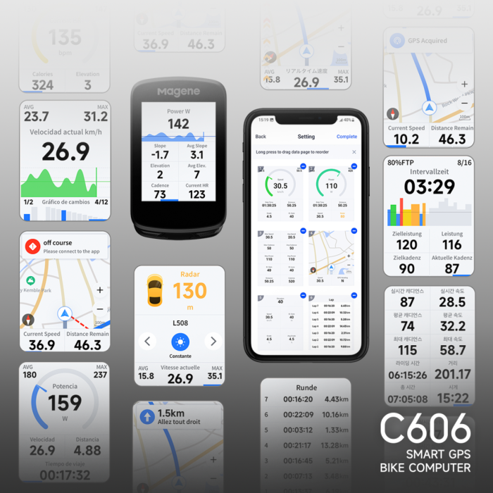 Ciclocomputador inteligente con GPS Magene C606