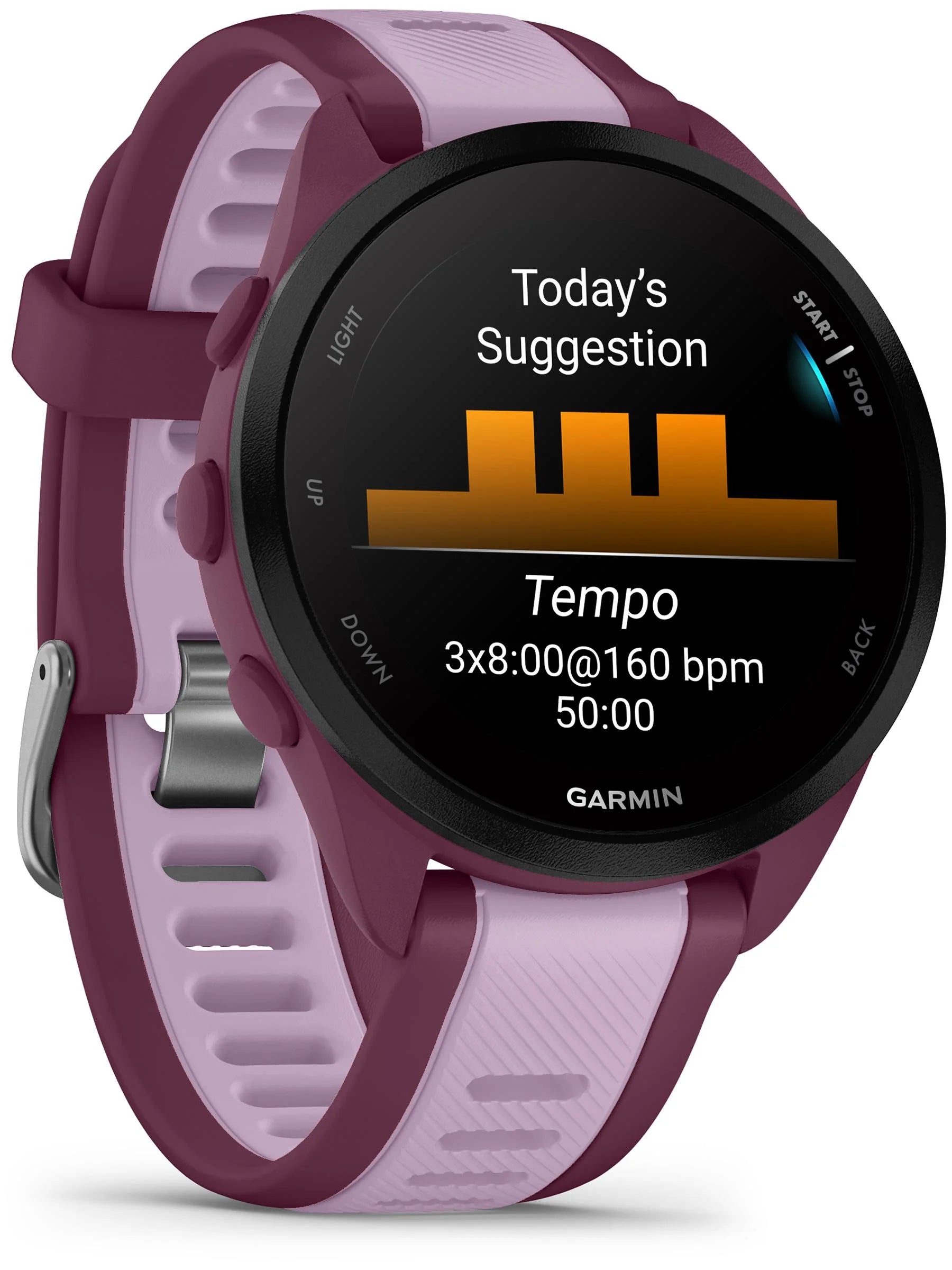 Garmin Forerunner 165 Music Berry_Lilac - Front turn left
