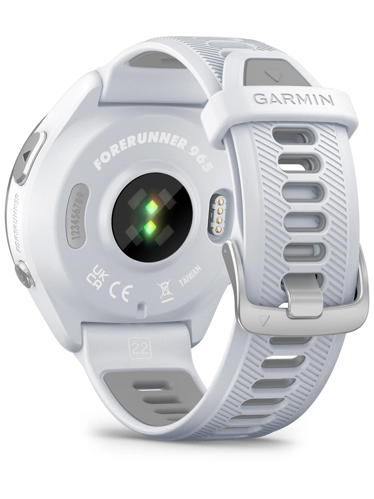 Garmin Forerunner 965 Titanium Bezel with Whitestone Case and Whitestone_Powder Gray Silicone Band