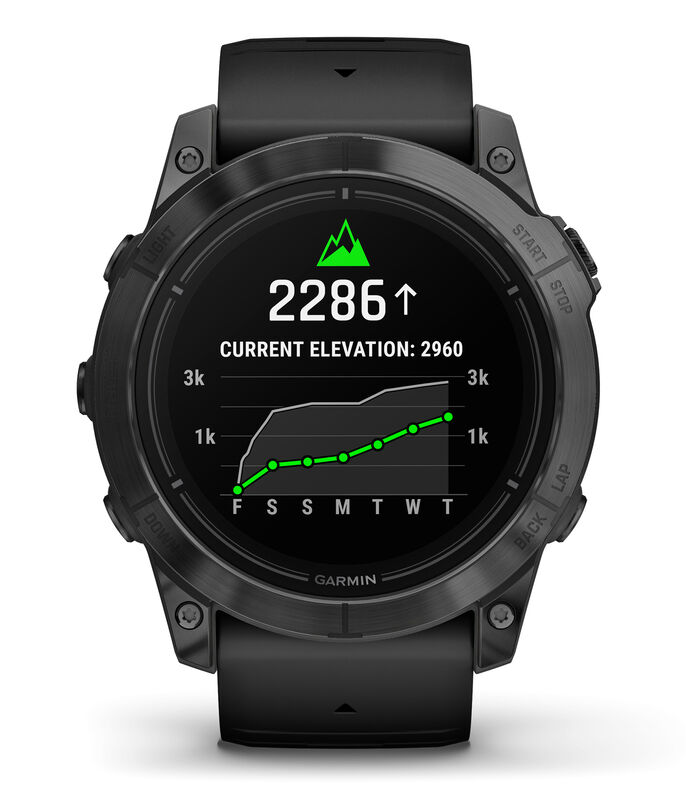 Garmin epix Pro Saphire Gen2 CarbonGray DLC Titanium with Black Band - Front 3