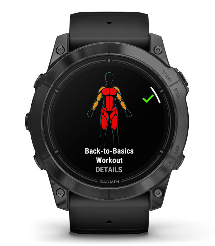 Garmin epix Pro Saphire Gen2 CarbonGray DLC Titanium with Black Band - Front 4 Body