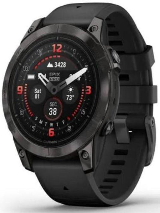 Garmin epix Pro Saphire Gen2 CarbonGray DLC Titanium with Black Band - Front right turn