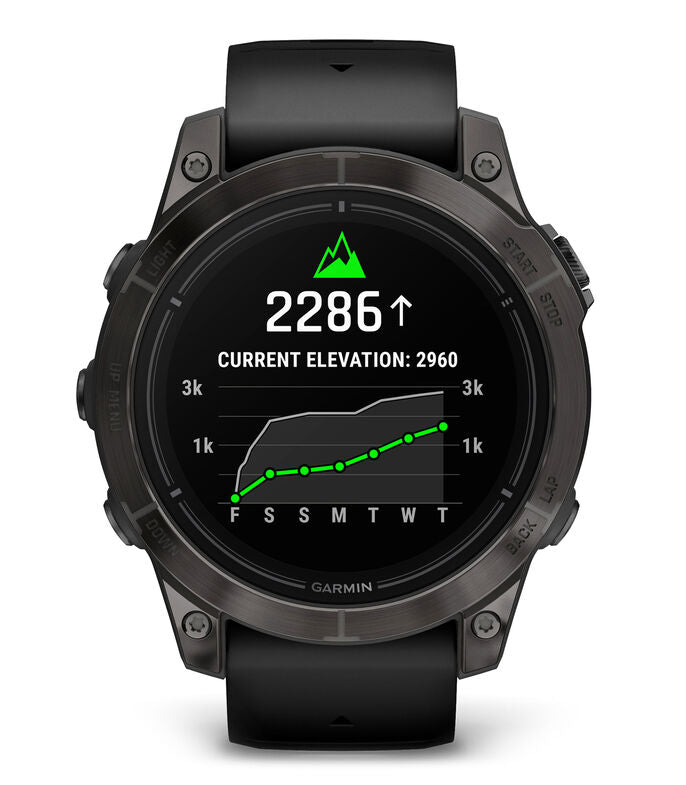 Garmin epix Pro Saphire Gen2 CarbonGray DLC Titanium with Black Band - Front 3