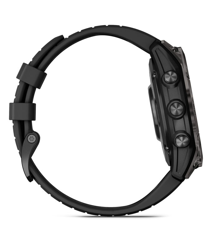 Garmin epix Pro Saphire Gen2 CarbonGray DLC Titanium with Black Band - Side