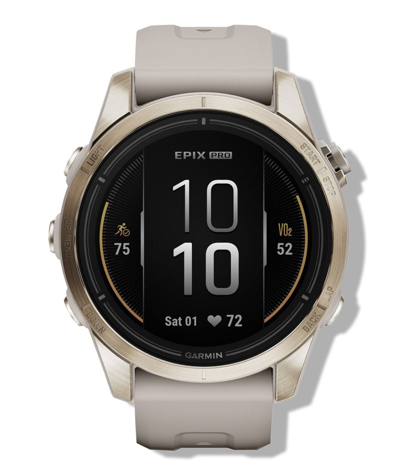 Garmin epix Pro Saphire Gen 2 Gold Light Sand Band - Front