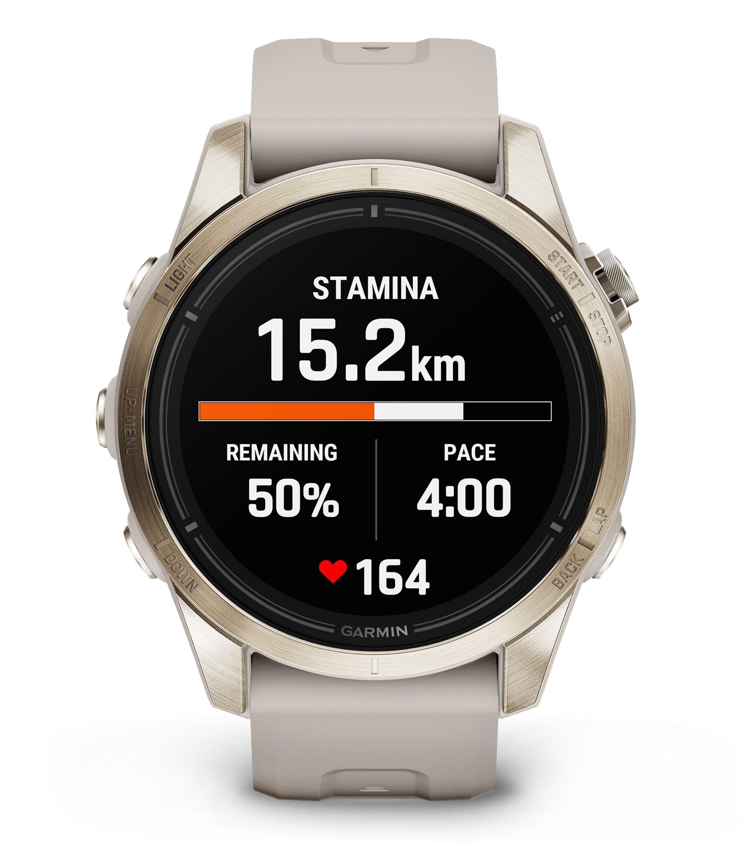 Garmin epix Pro Saphire Gen 2 Gold Light Sand Band - Front 2