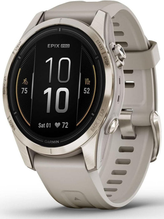 Garmin epix Pro Saphire Gen 2 Gold Light Sand Band - Front turn right