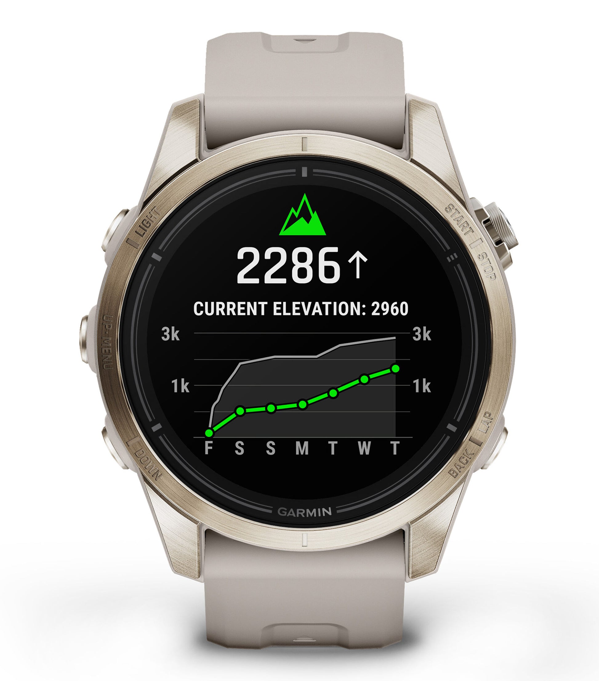 Garmin epix Pro Saphire Gen 2 Gold Light Sand Band - Front 6