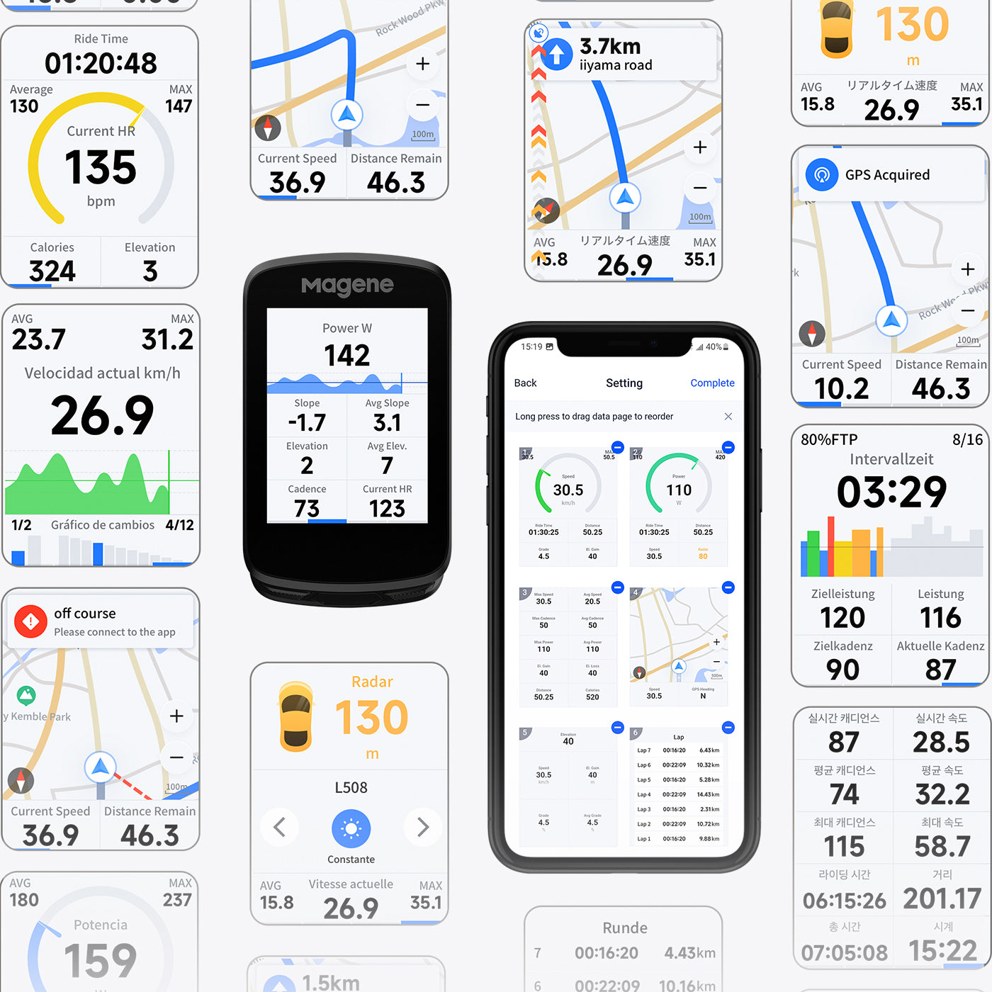 Ciclocomputador inteligente con GPS Magene C606